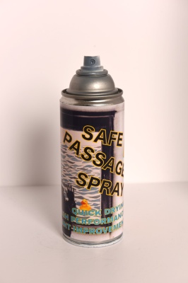 ''Safe Passage'' customised empty spray can by Frances Plowden